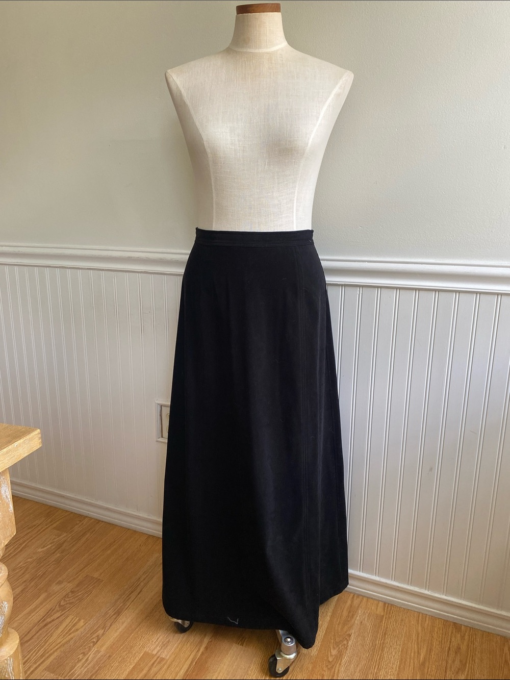Talbots Black velvety Maxi Skirt with Clean Silhouette